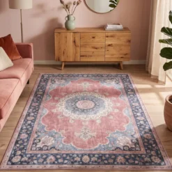 Teppich Vintage - Lily Medaillon Rot Rosa