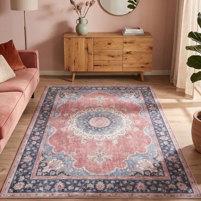 Teppich Vintage - Lily Medaillon Rot Rosa