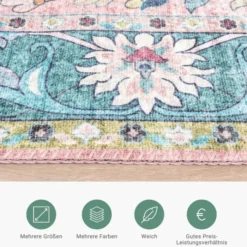 Teppich Vintage - Lily Oriental Blau Rosa