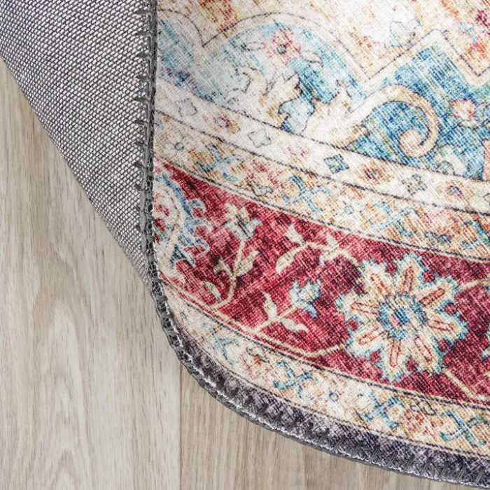 Teppich Vintage Rund - Azara Blau Rot