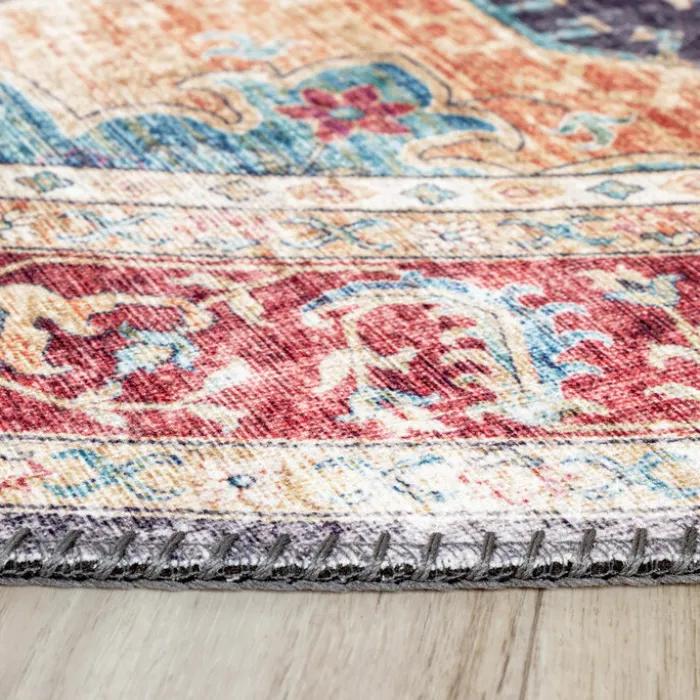 Teppich Vintage Rund - Azara Blau Rot