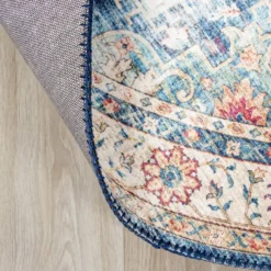 Teppich Vintage Rund - Azara Hellblau
