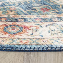 Teppich Vintage Rund - Azara Hellblau
