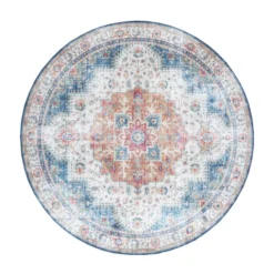 Teppich Vintage Rund - Azara Hellblau