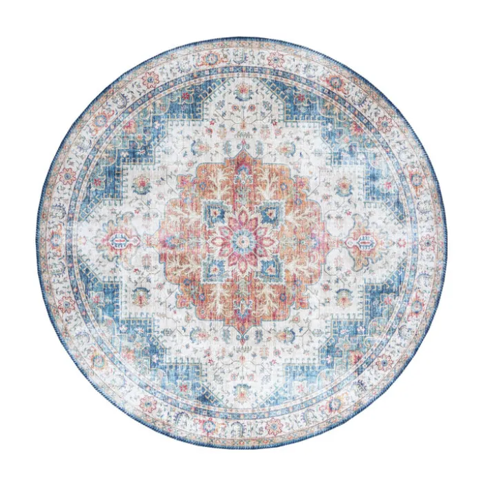 Teppich Vintage Rund - Azara Hellblau
