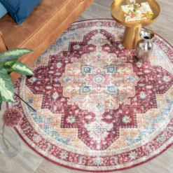 Teppich Vintage Rund - Azara Rot