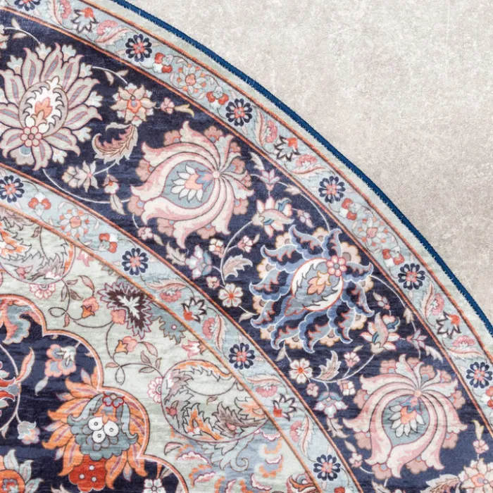 Teppich Vintage Rund - Imagine Medaillon Blau