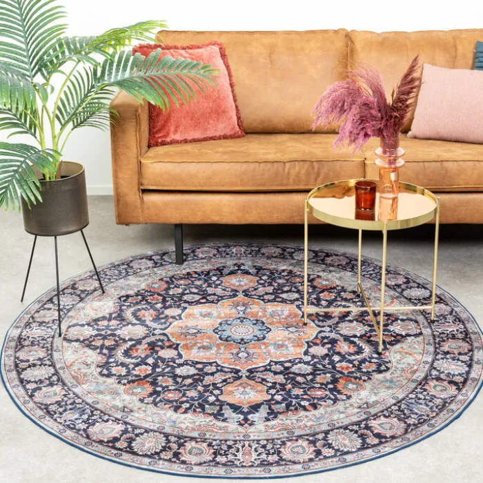 Teppich Vintage Rund - Imagine Medaillon Blau