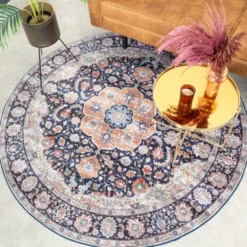 Teppich Vintage Rund - Imagine Medaillon Blau