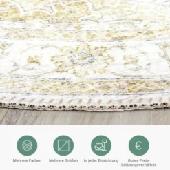 Teppich Vintage Rund - Lago Grün Creme