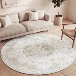 Teppich Vintage Rund - Lago Grün Creme