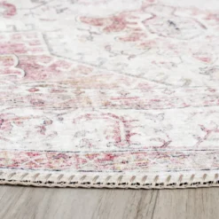 Teppich Vintage Rund - Lago Rot Rosa