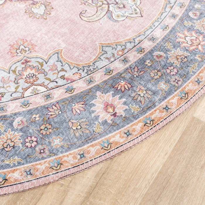 Teppich Vintage Rund - Lily Medaillon Rosa
