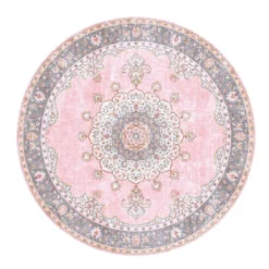 Teppich Vintage Rund - Lily Medaillon Rosa