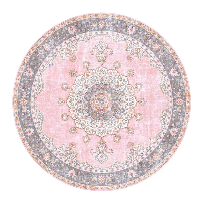 Teppich Vintage Rund - Lily Medaillon Rosa