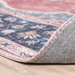 Teppich Vintage Rund - Lily Medaillon Rot Rosa
