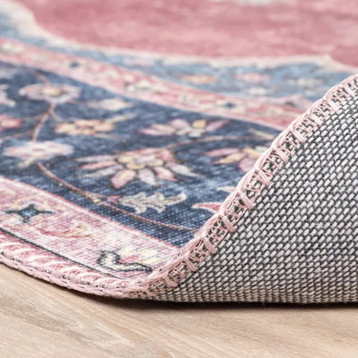 Teppich Vintage Rund - Lily Medaillon Rot Rosa