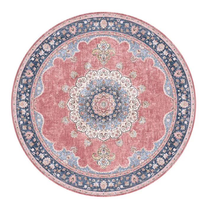 Teppich Vintage Rund - Lily Medaillon Rot Rosa