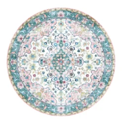 Teppich Vintage Rund - Lily Oriental Blau Rosa