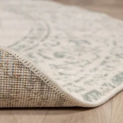 Teppich Vintage Rund - Spring Ethnic Creme Grün