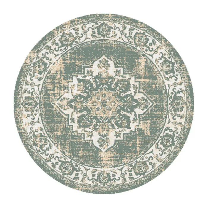 Teppich Vintage Rund - Spring Medaillon Grün Creme