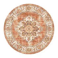 Teppich Vintage Rund - Spring Medaillon Terracotta Creme