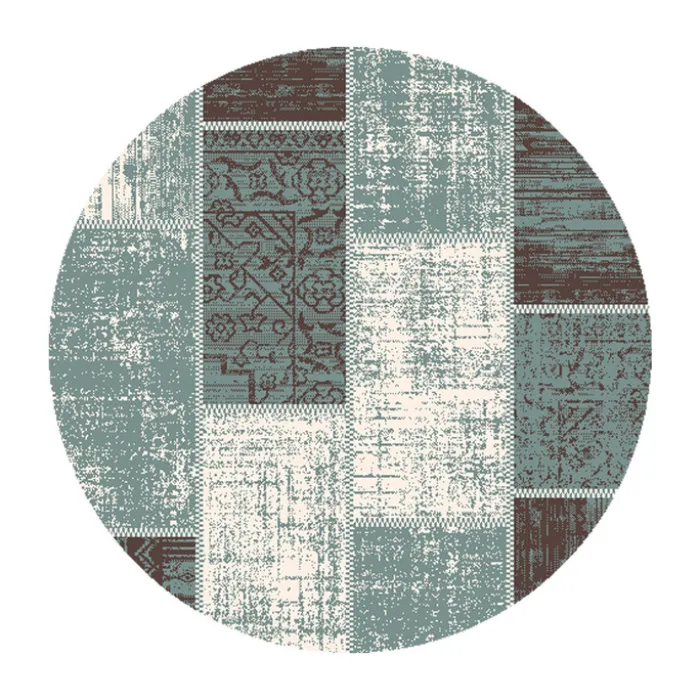 Teppich Vintage Rund - Spring Patchwork Grün Grau