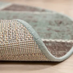 Teppich Vintage Rund - Spring Patchwork Grün Grau