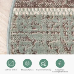 Teppich Vintage Rund - Spring Patchwork Grün Grau