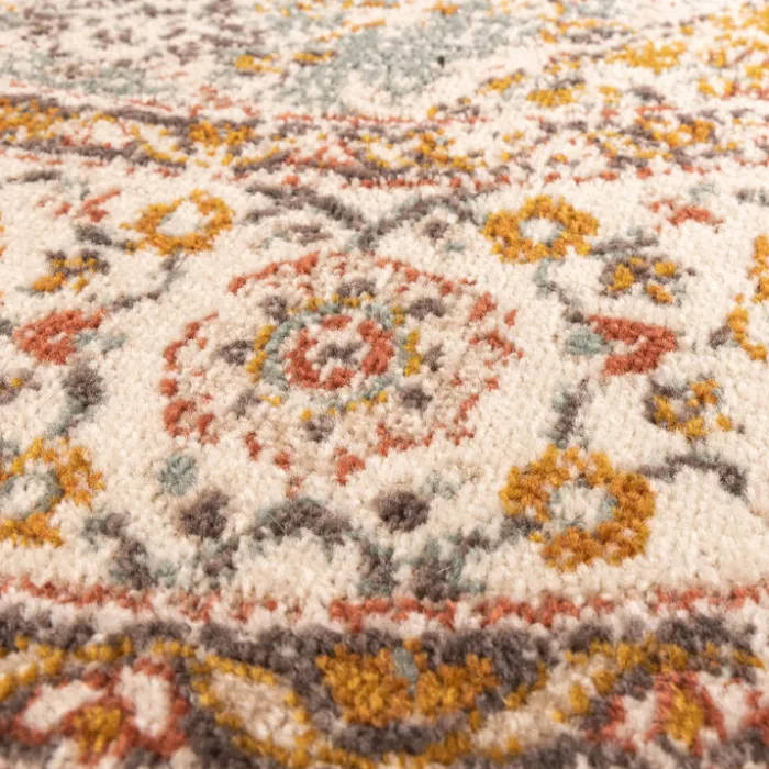 Teppich Vintage Rund - Thirza Medaillon Hellblau Bunt