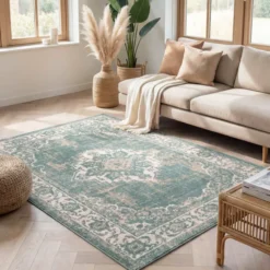 Teppich Vintage - Spring Medaillon Grün Creme