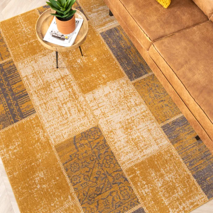 Teppich Vintage - Spring Patchwork Ockergelb Taupe