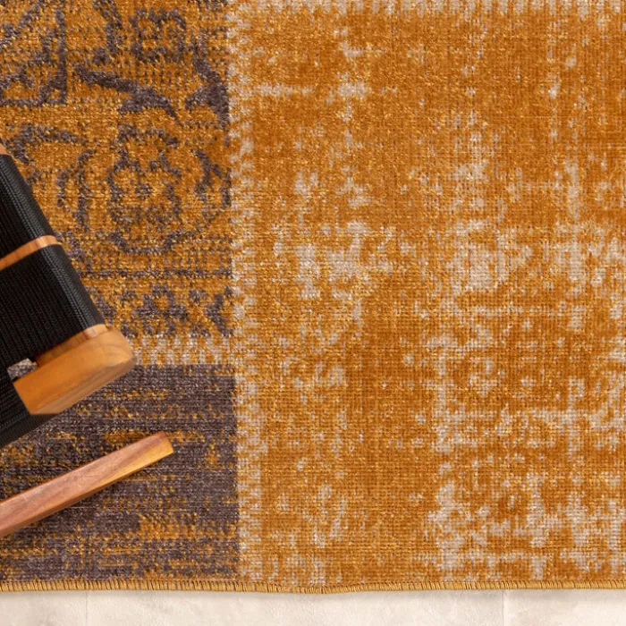 Teppich Vintage - Spring Patchwork Ockergelb Taupe