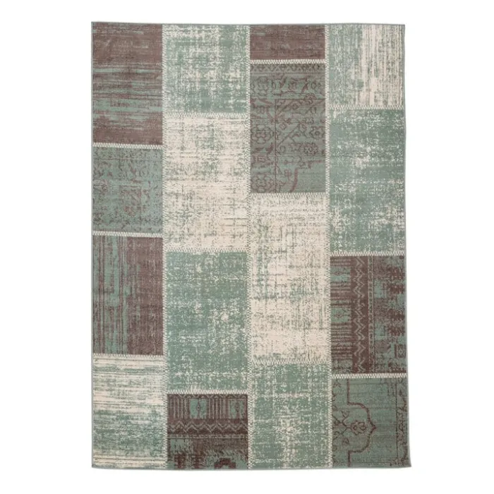 Teppich Vintage - Spring Patchwork Grün Grau