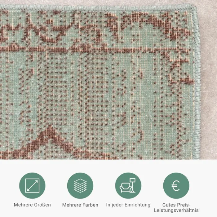 Teppich Vintage - Spring Patchwork Grün Grau