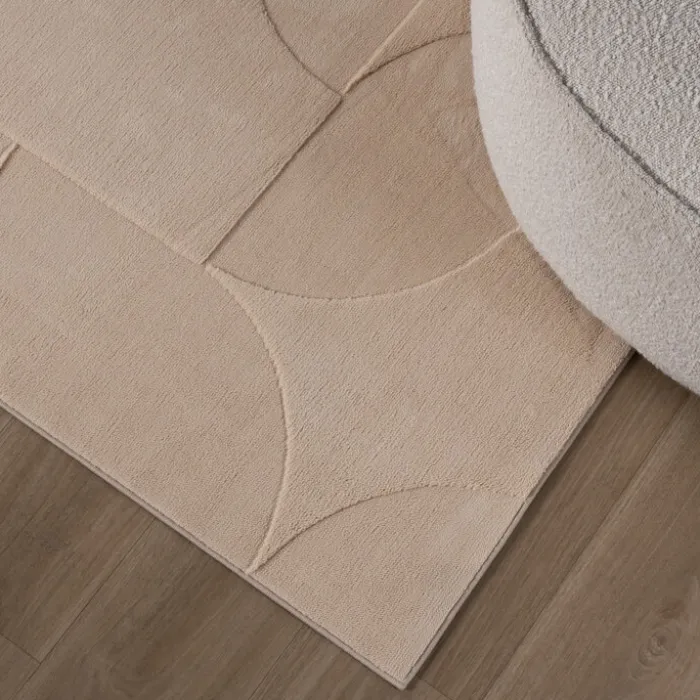 Teppich Wohnzimmer - Charm Circles Beige