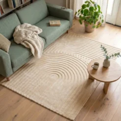 Teppich Wohnzimmer - Charm Curves Beige