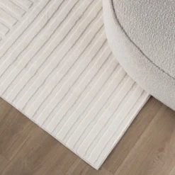 Teppich Wohnzimmer - Charm Curves Weiß