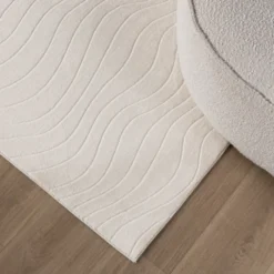 Teppich Wohnzimmer - Charm Waves Weiß