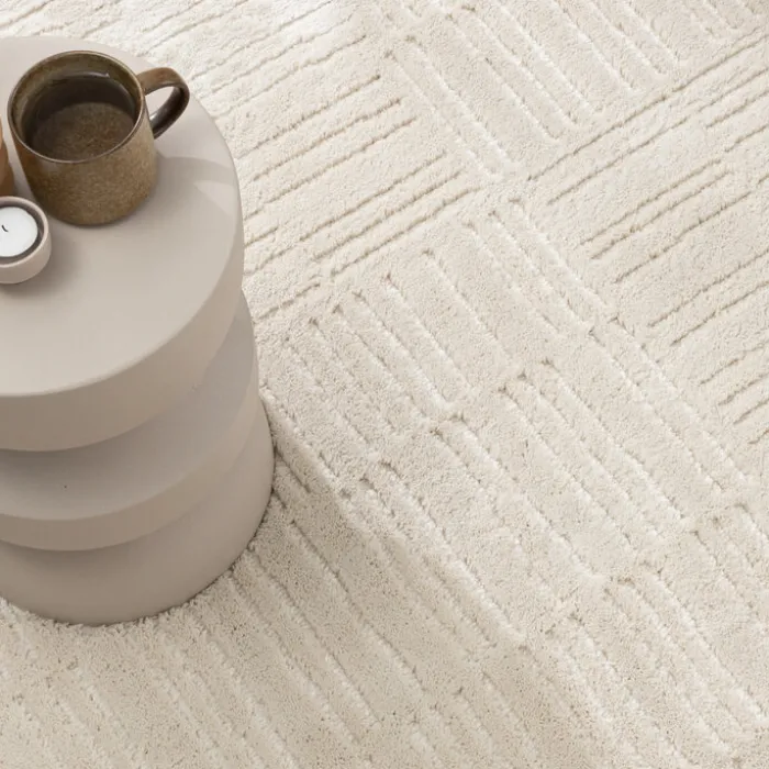 Teppich Wohnzimmer - Yune Lines Creme