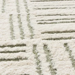 Teppich Wohnzimmer - Yune Lines Creme Grün