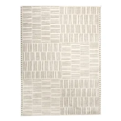 Teppich Wohnzimmer - Yune Lines Creme Grün
