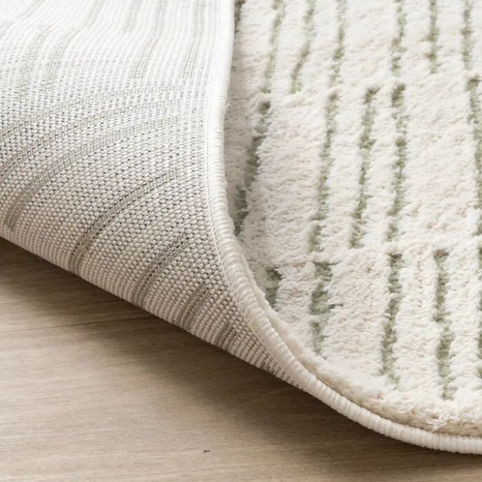 Teppich Wohnzimmer - Yune Lines Creme Grün