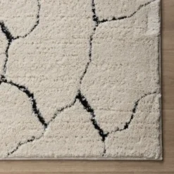 Teppich Wohnzimmer - Yune Stone Creme Schwarz