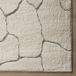 Teppich Wohnzimmer - Yune Stone Creme Grün