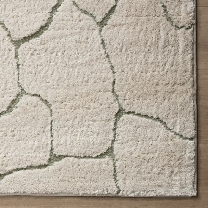 Teppich Wohnzimmer - Yune Stone Creme Grün