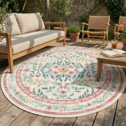 Vintage Gartenteppich Rund - Luana Bunt
