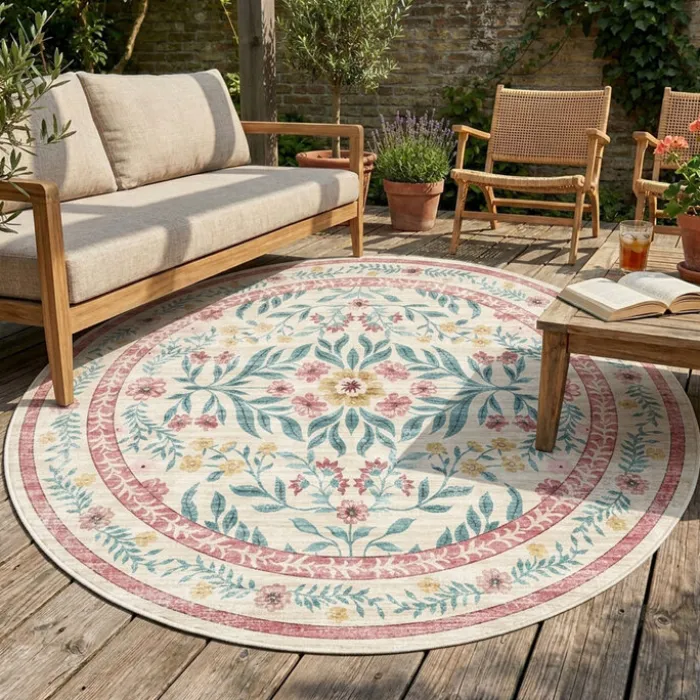 Vintage Gartenteppich Rund - Luana Bunt