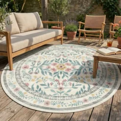 Vintage Gartenteppich Rund - Luana Grün