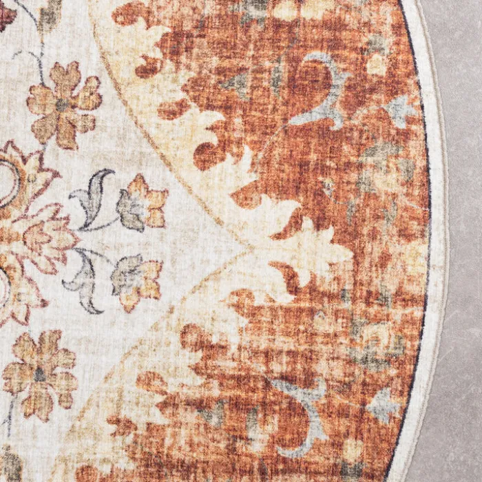 Vintage Gartenteppich Rund - Santo Mandala Terrakotta